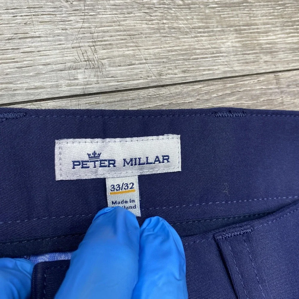 Peter Millar Pants Mens 33x32 Blue Stretch Chino Performance Golf 5-Pocket - Picture 3 of 9